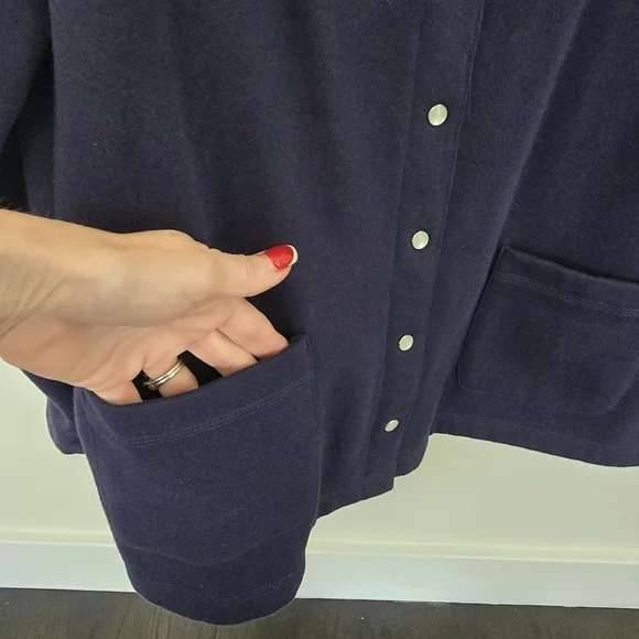 Classic Elements Navy Blue Snap Front Sweatshirt Cardigan Sweater XL - Picture 3 of 6